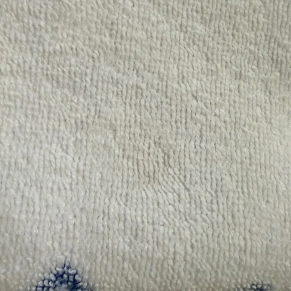 Vintage Utica J.P. Stevens Snoopy Peanuts Bath Towel Blue White Fringe 43x24